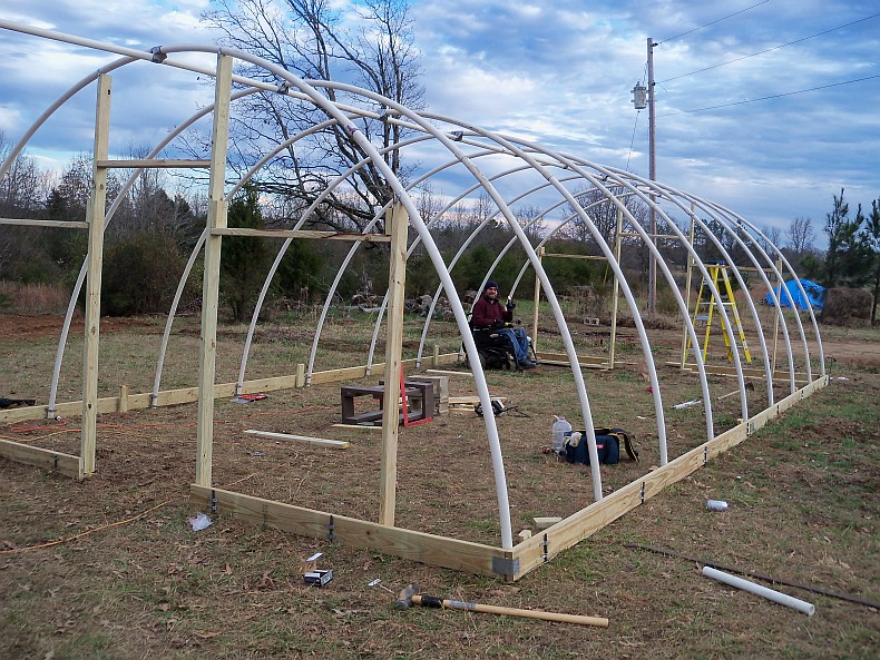 Greenhouse under construction Greenhouse under construction
